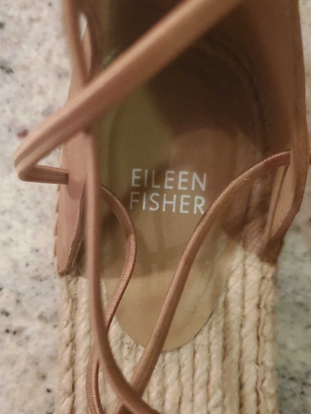Eileen Fisher Nude Tan Leather Suede Espadrille Boho Sandals S 11 - Picture 2 of 6
